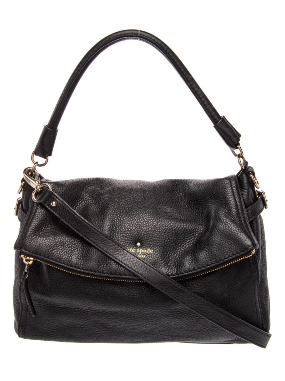 KATE SPADE Hobo Black Pebbled Leather Shoulder Slouchy Minka Bag Gold Hardware